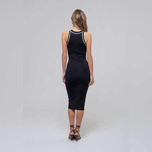 Contrast Stripe Knit Midi Dress in Black - Picture 2 of 5